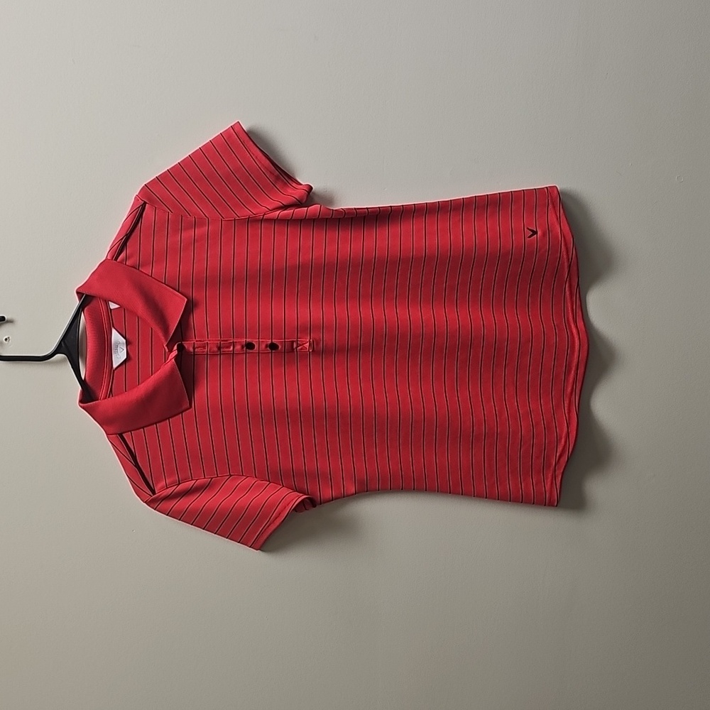 Callaway Red Striped Button Down Shirt
